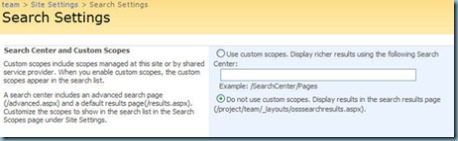 default site collection search settings