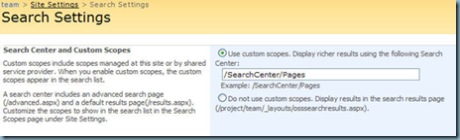 modified site collection search settings